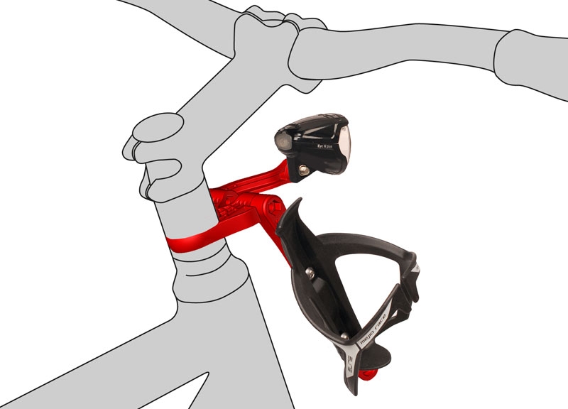 Fahrradlampen Halterung und Getränkehalter Adapter für Lenker von Fahrrad und e Bike - SPACER ONE+ONE